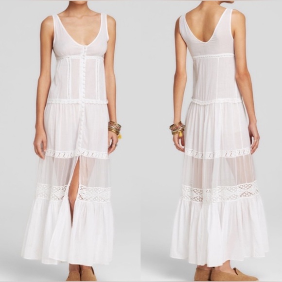 🦋🌈VERY RARE!! Free People Victoria Button Front Maxi Dress in White (XS)🌈🦋 - Picture 10 of 16